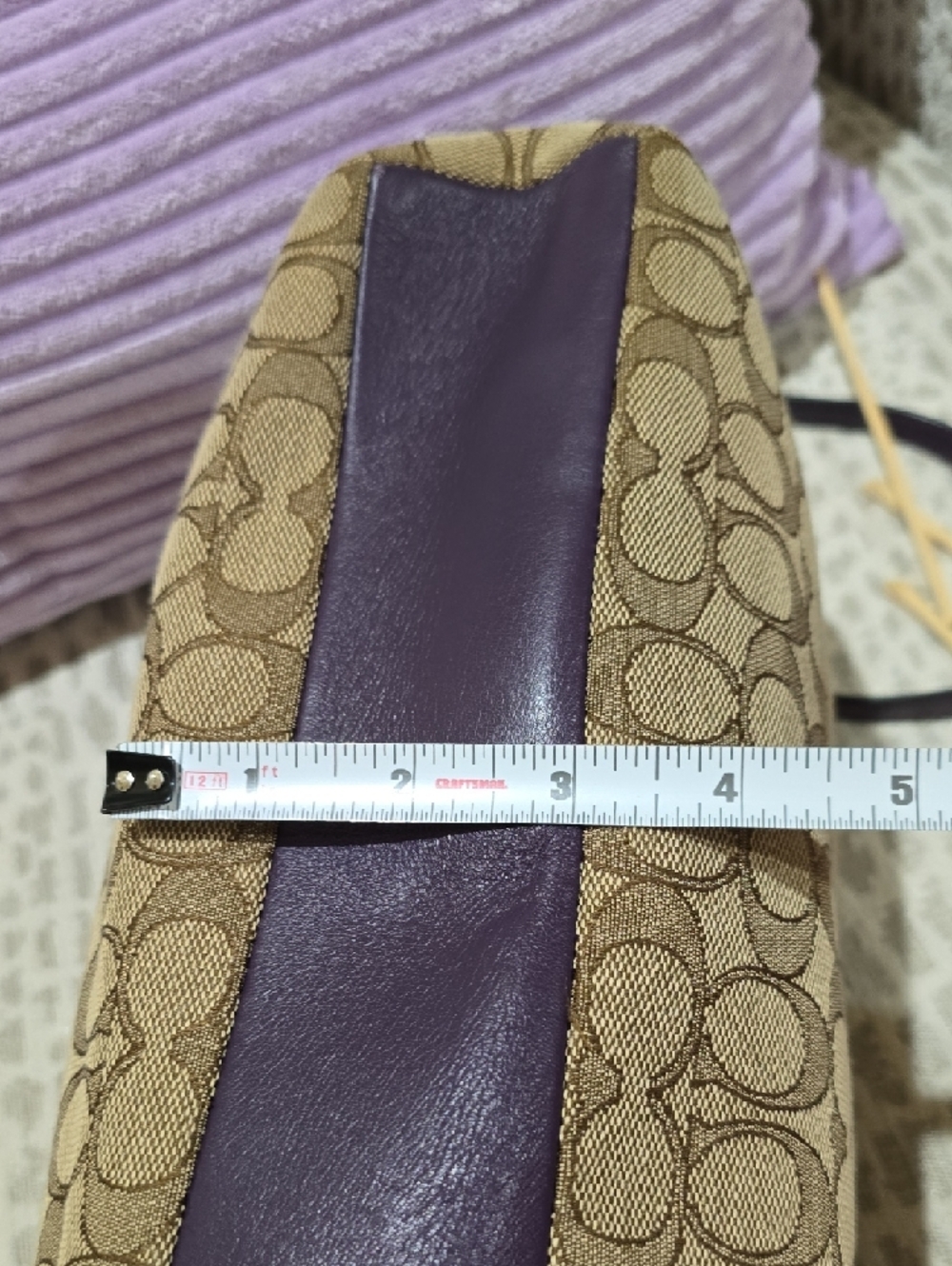 Coach Kelsey Brown Signature Satchel with Purple Leather Accents - Picture 15 of 15